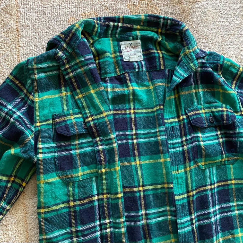 like new green plaid american eagle super soft mens flannel